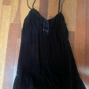 Reformation black velvet mini dress 0